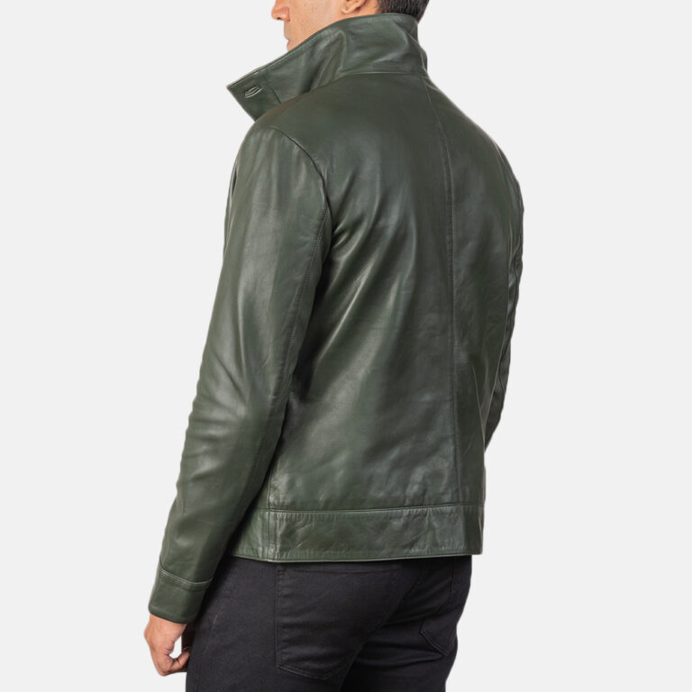 Mens Columbus Green Leather Bomber Jacket5771-8-1568464034909
